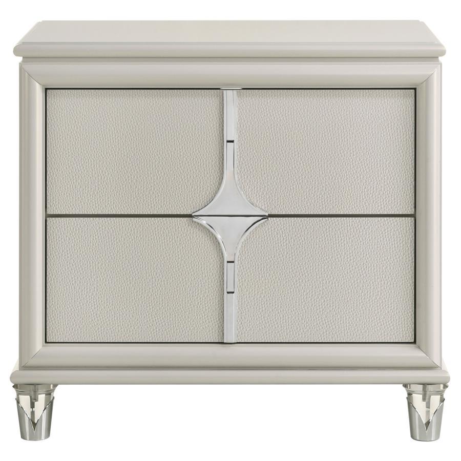 Olivia - 2 - Drawer Nightstand Bedside Table - Pearl White Accent Nightstand modern furniture Contempo Furniture