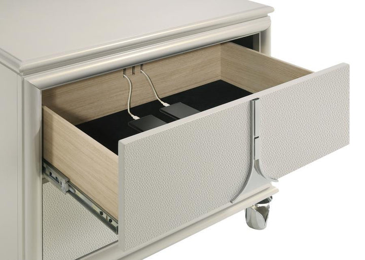 Olivia - 2 - Drawer Nightstand Bedside Table - Pearl White Accent Nightstand modern furniture Contempo Furniture
