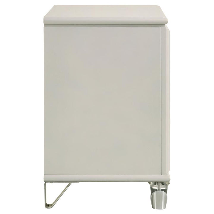 Olivia - 2 - Drawer Nightstand Bedside Table - Pearl White Accent Nightstand modern furniture Contempo Furniture