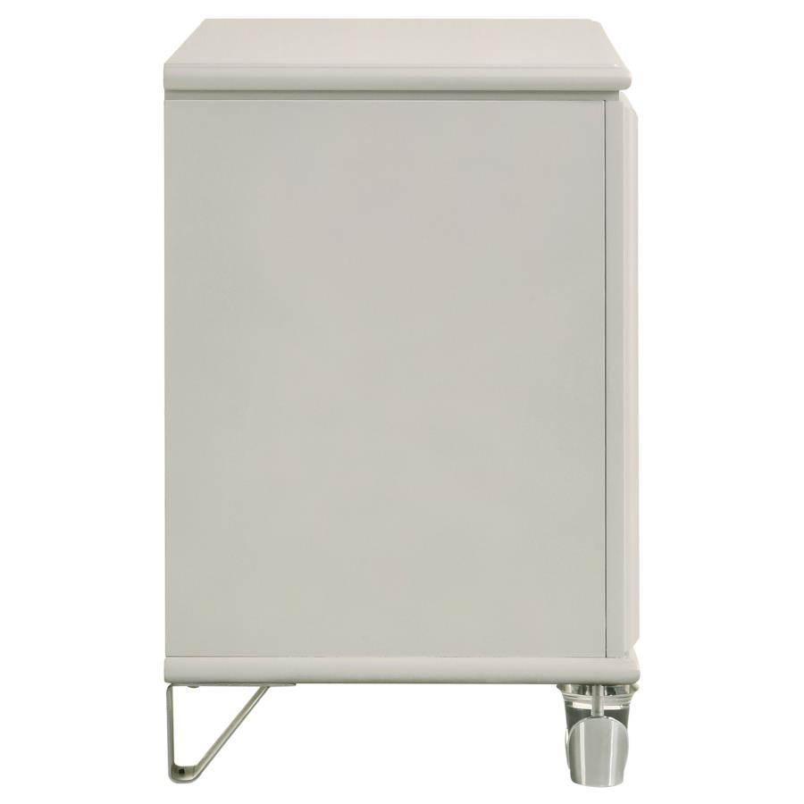 Olivia - 2 - Drawer Nightstand Bedside Table - Pearl White Accent Nightstand modern furniture Contempo Furniture