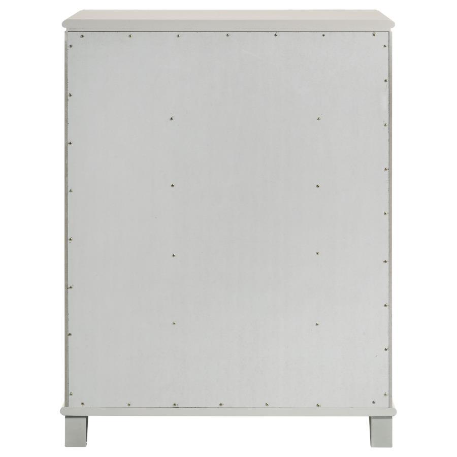 Olivia - 5 - Drawer Bedroom Chest Of Drawers - Pearl White Accent Chest modern furniture Contempo Furniture