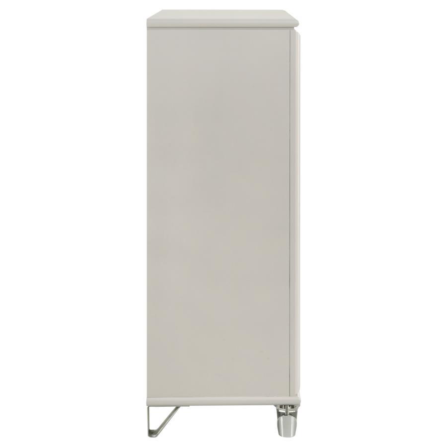 Olivia - 5 - Drawer Bedroom Chest Of Drawers - Pearl White Accent Chest modern furniture Contempo Furniture