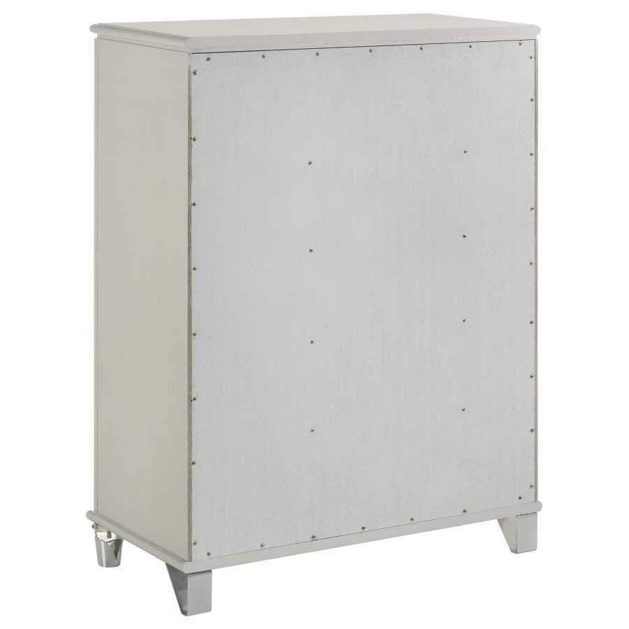 Olivia - 5 - Drawer Bedroom Chest Of Drawers - Pearl White Accent Chest modern furniture Contempo Furniture