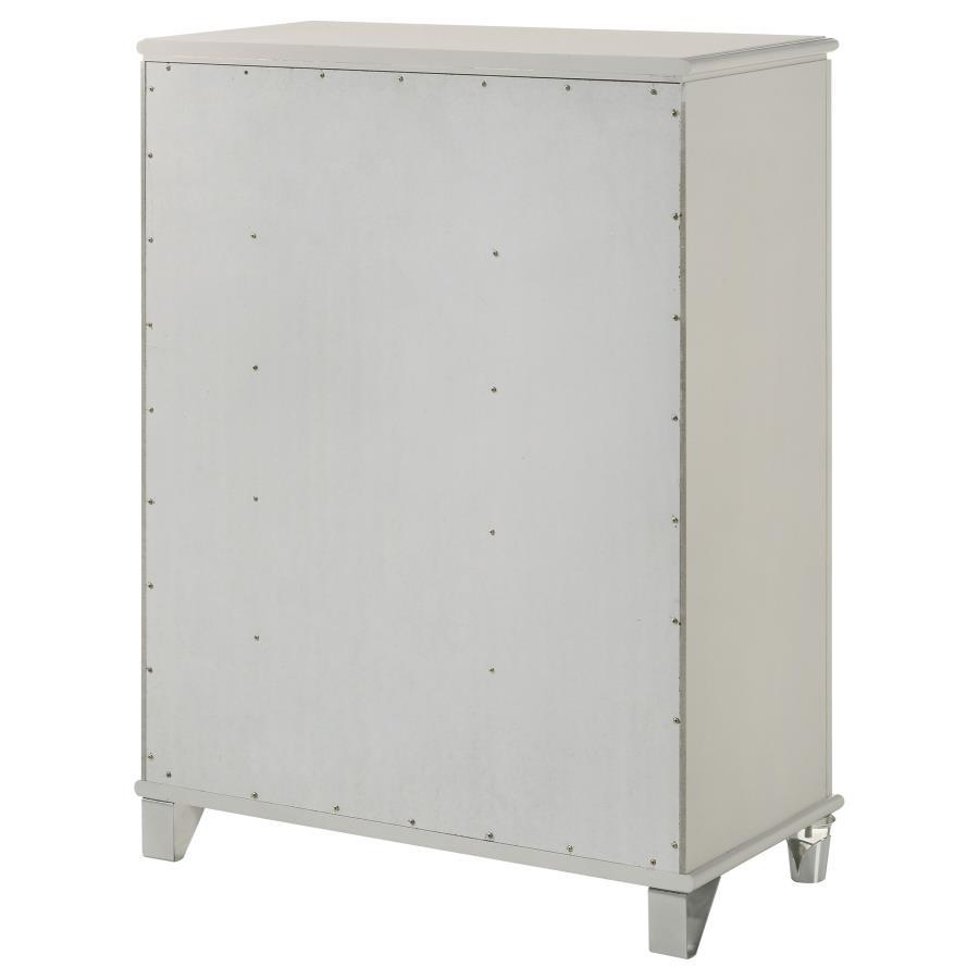 Olivia - 5 - Drawer Bedroom Chest Of Drawers - Pearl White Accent Chest modern furniture Contempo Furniture
