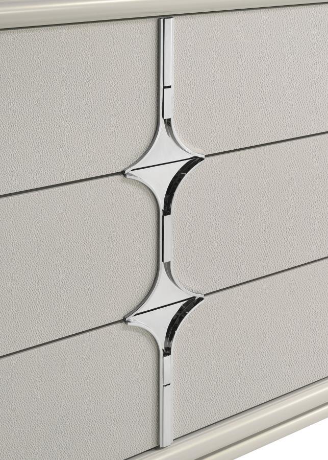 Olivia - 6 - Drawer Dresser And LED Mirror - Pearl White Dresser &amp; Mirror modern furniture Contempo Furniture