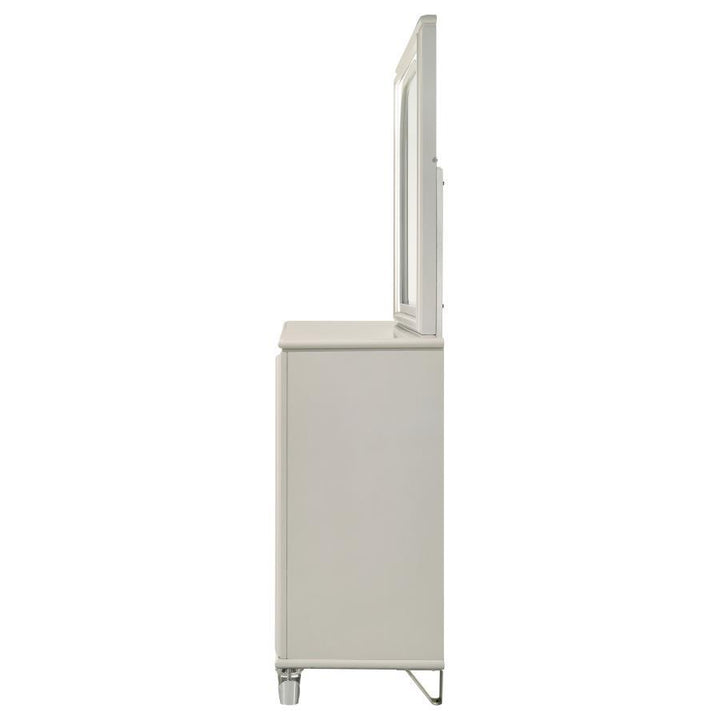 Olivia - 6 - Drawer Dresser And LED Mirror - Pearl White Dresser &amp; Mirror modern furniture Contempo Furniture