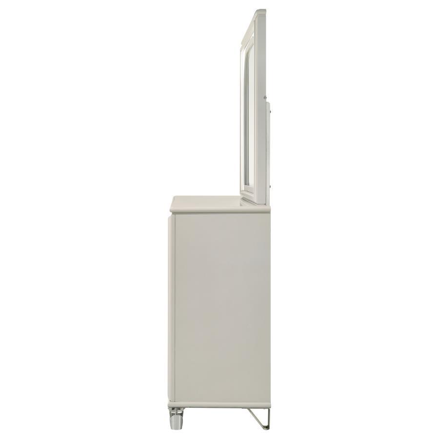 Olivia - 6 - Drawer Dresser And LED Mirror - Pearl White Dresser & Mirror modern furniture Contempo Furniture