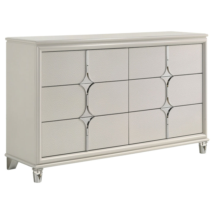 Olivia - 6 - Drawer Dresser Cabinet - Pearl White Dressers modern furniture Contempo Furniture