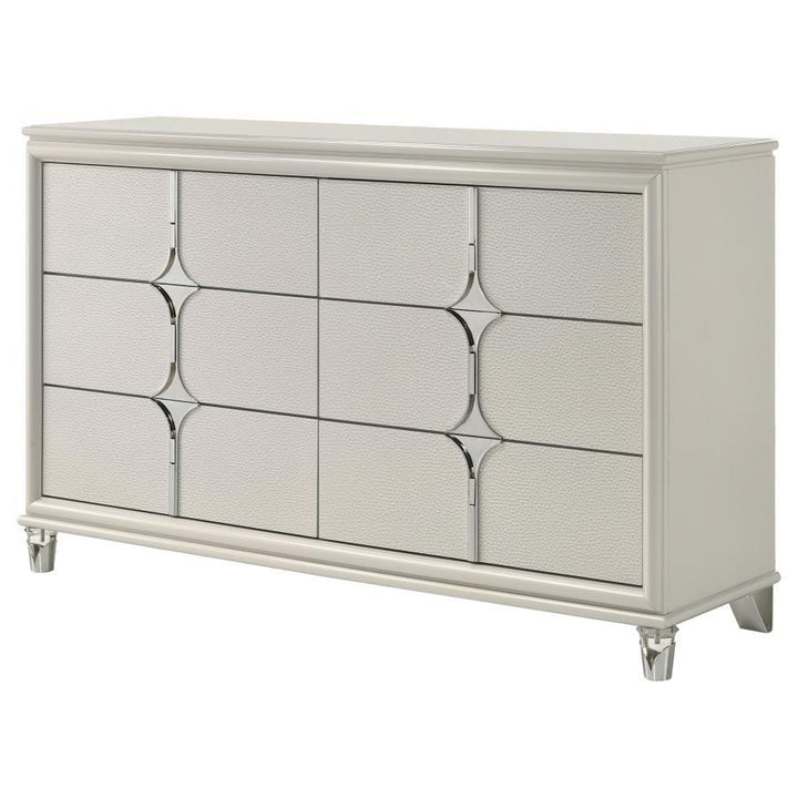 Olivia - 6 - Drawer Dresser Cabinet - Pearl White Dressers modern furniture Contempo Furniture