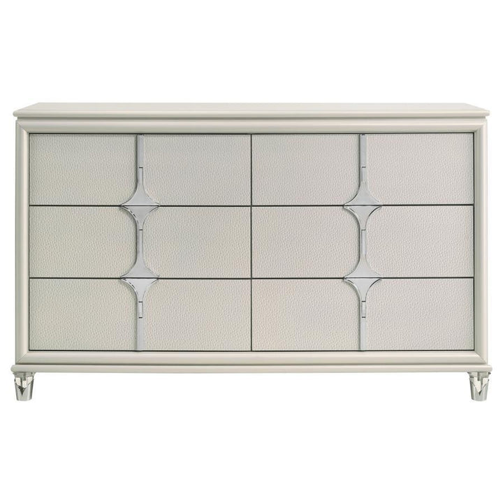 Olivia - 6 - Drawer Dresser Cabinet - Pearl White Dressers modern furniture Contempo Furniture