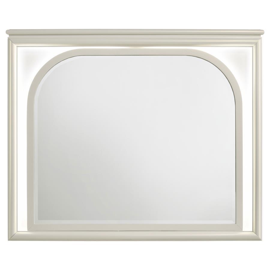 Olivia - LED Dresser Mirror - Pearl White Mirror modern furniture Contempo Furniture