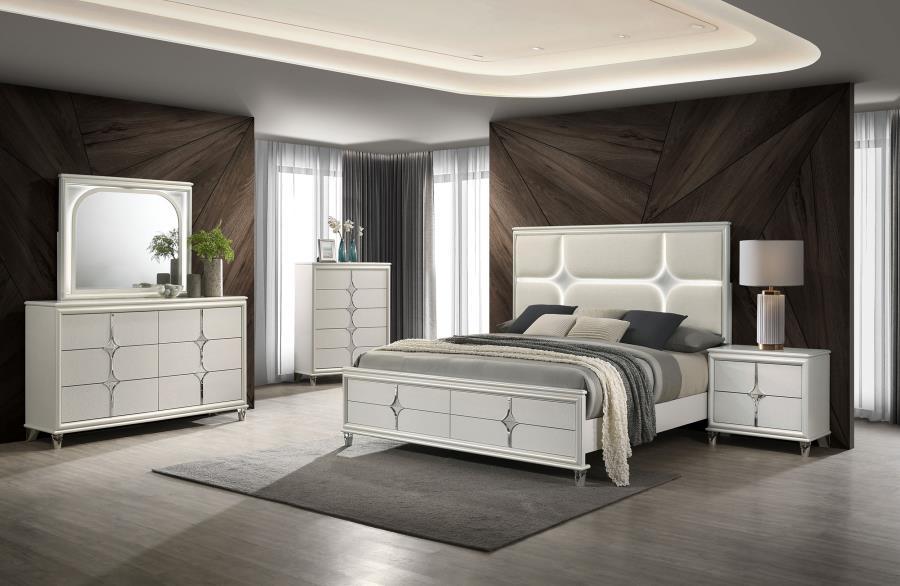 Olivia - LED Dresser Mirror - Pearl White Mirror modern furniture Contempo Furniture