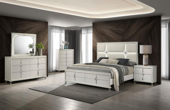 Olivia - LED Dresser Mirror - Pearl White Mirror modern furniture Contempo Furniture