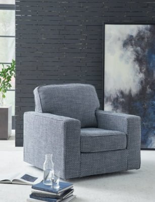Olwenburg Swivel Accent Chair - Blue Swivel Chair modern furniture Contempo Furniture