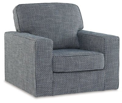 Olwenburg Swivel Accent Chair - Blue Swivel Chair modern furniture Contempo Furniture