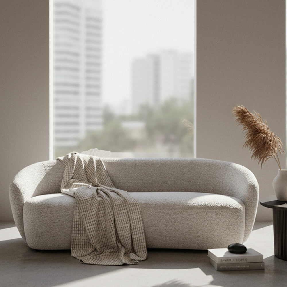 Omaha - Modern Off White Fabric Sofa - View 2