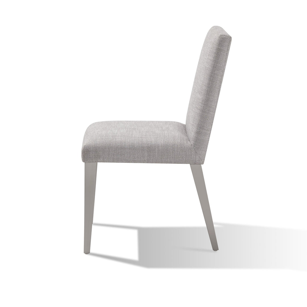 Omnia Dining Chair in Silver Linen and Brushed Stainless Steel (Set of 2) Chair modern furniture Contempo Furniture