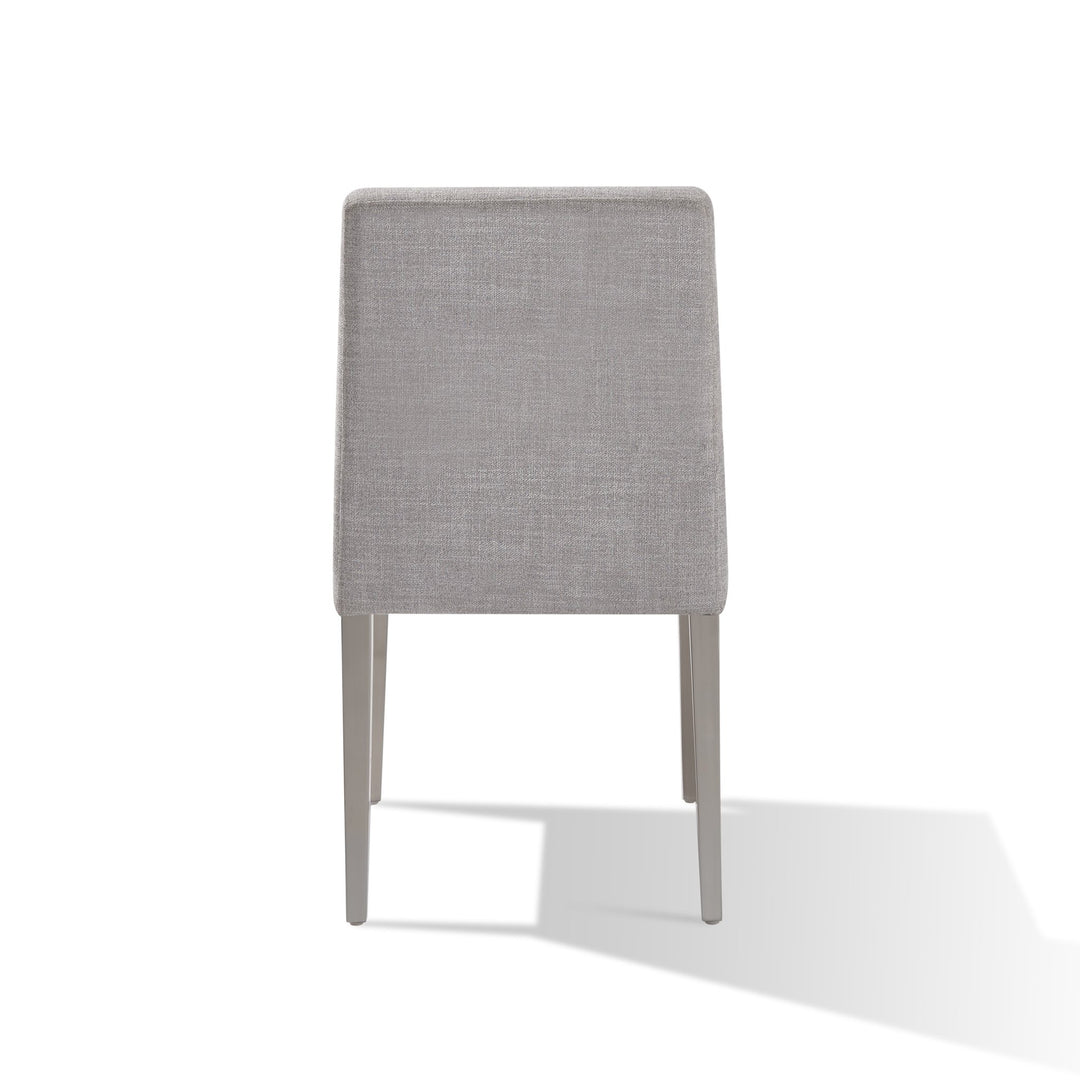Omnia Dining Chair in Silver Linen and Brushed Stainless Steel (Set of 2) Chair modern furniture Contempo Furniture