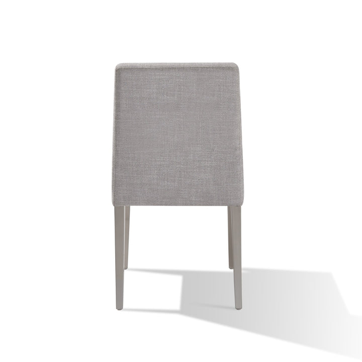 Omnia Dining Chair in Silver Linen and Brushed Stainless Steel (Set of 2) Chair modern furniture Contempo Furniture