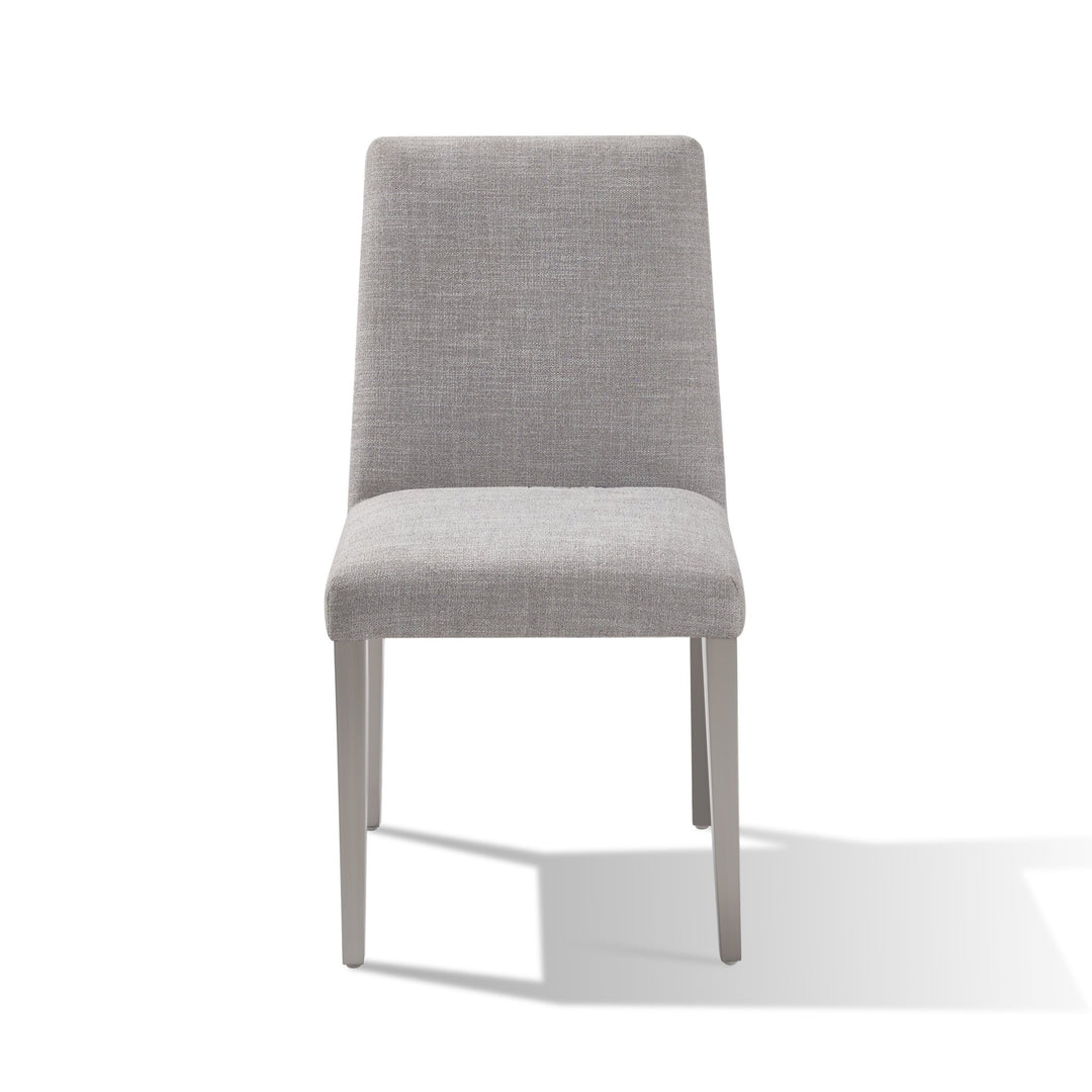 Omnia Dining Chair in Silver Linen and Brushed Stainless Steel (Set of 2) Chair modern furniture Contempo Furniture