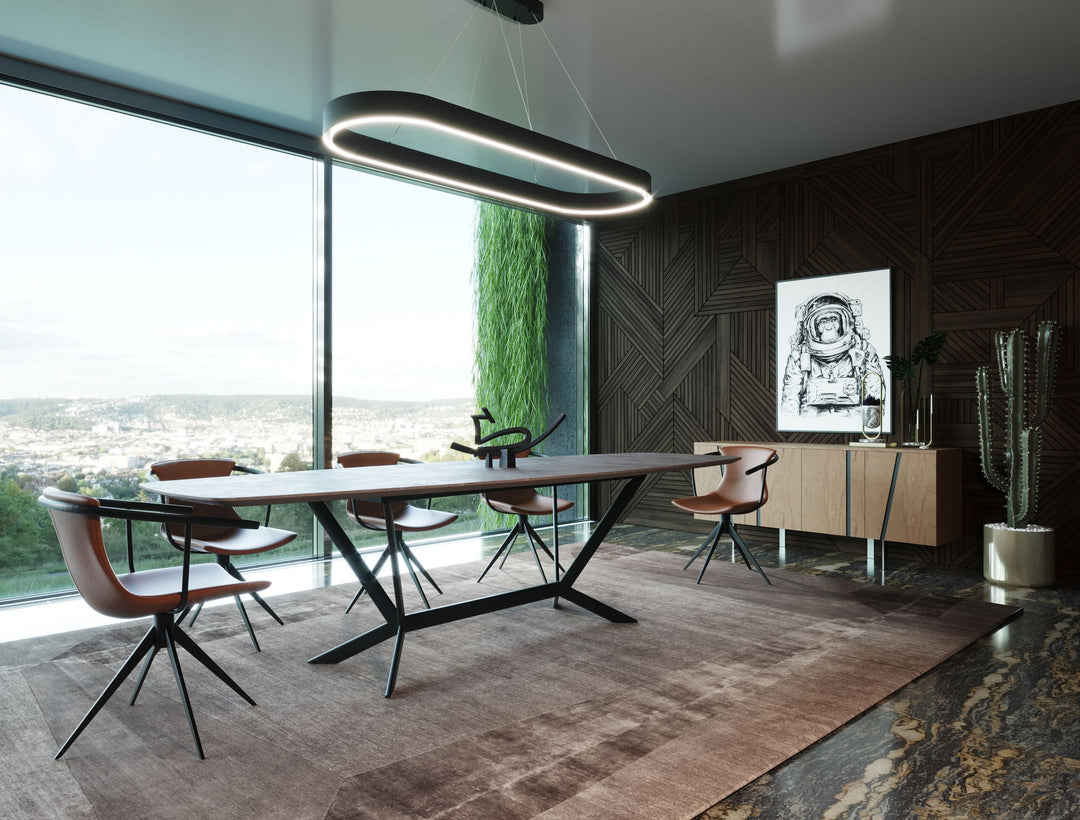 Herzog  Modern Grey Ceramic Dining Table