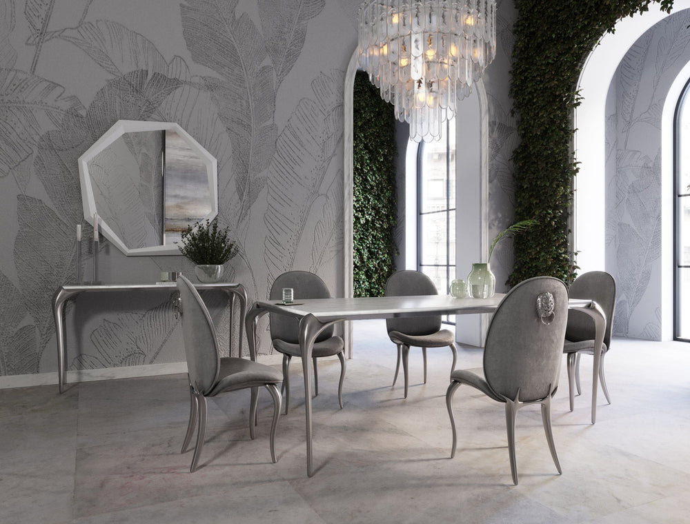 Vince - Glam Grey Velvet Dining Chair Set of 2