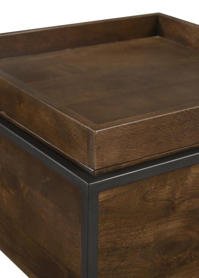 Ondrej - Square Accent Side Table Removable Tray - Dark Brown Side Table modern furniture Contempo Furniture