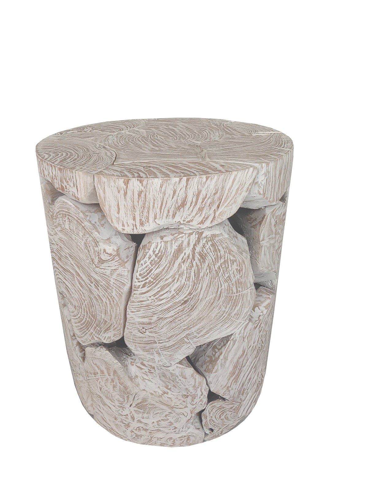 One Teak Slice Round End Table in Bleached Teak End Table modern furniture Contempo Furniture