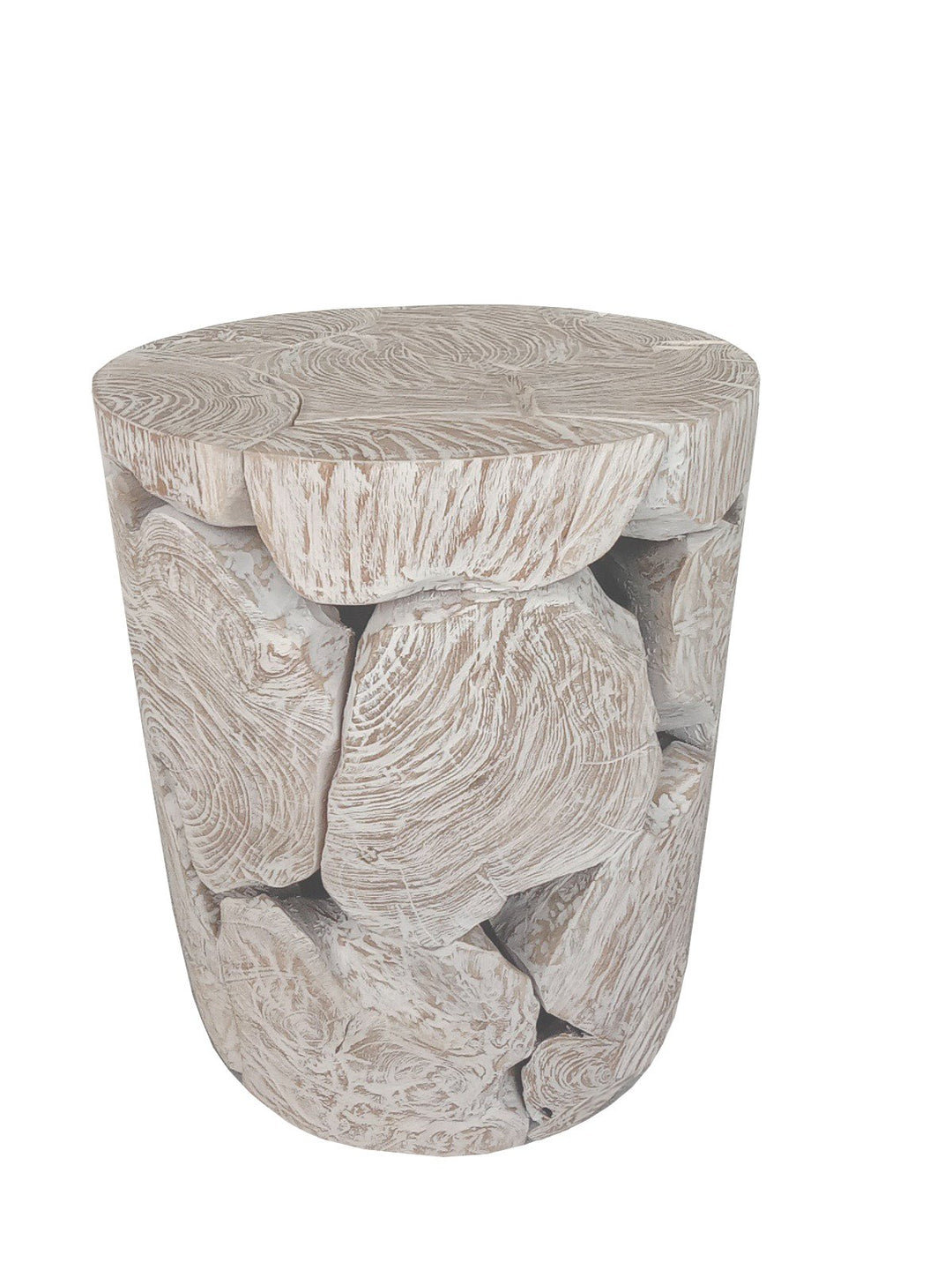 One Teak Slice Round End Table in Bleached Teak End Table modern furniture Contempo Furniture