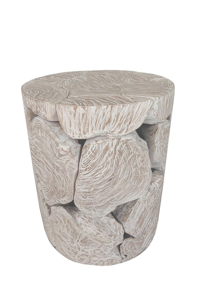 One Teak Slice Round End Table in Bleached Teak End Table modern furniture Contempo Furniture