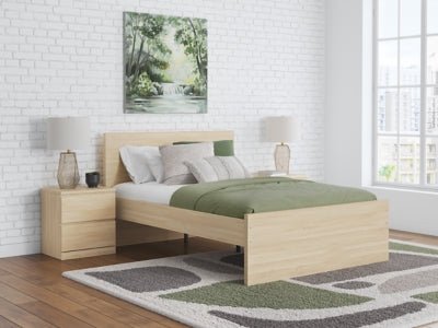 Onita Full Panel Platform Bed with 1 Side Storage - Light Brown Storage Bed modern furniture Contempo Furniture