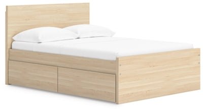 Onita Full Panel Platform Bed with 1 Side Storage - Light Brown Storage Bed modern furniture Contempo Furniture