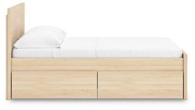 Onita Full Panel Platform Bed with 1 Side Storage - Light Brown Storage Bed modern furniture Contempo Furniture