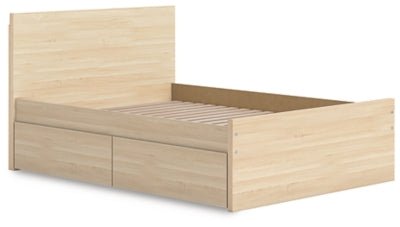 Onita Full Panel Platform Bed with 1 Side Storage - Light Brown Storage Bed modern furniture Contempo Furniture