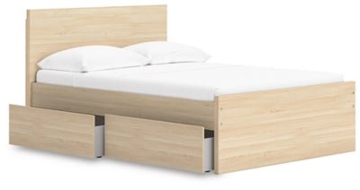 Onita Full Panel Platform Bed with 1 Side Storage - Light Brown Storage Bed modern furniture Contempo Furniture