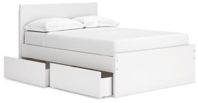 Onita Full Panel Platform Bed with 1 Side Storage - White Storage Bed modern furniture Contempo Furniture