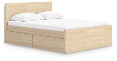 Onita Full Panel Platform Bed with 2 Side Storage - Light Brown Storage Bed modern furniture Contempo Furniture