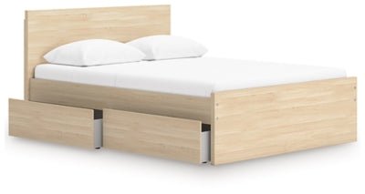 Onita Full Panel Platform Bed with 2 Side Storage - Light Brown Storage Bed modern furniture Contempo Furniture