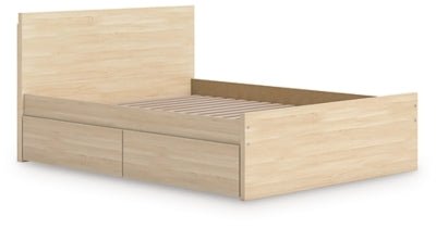 Onita Full Panel Platform Bed with 2 Side Storage - Light Brown Storage Bed modern furniture Contempo Furniture