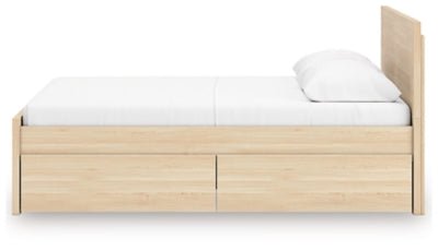 Onita Full Panel Platform Bed with 2 Side Storage - Light Brown Storage Bed modern furniture Contempo Furniture