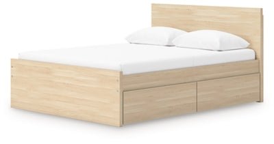 Onita Full Panel Platform Bed with 2 Side Storage - Light Brown Storage Bed modern furniture Contempo Furniture