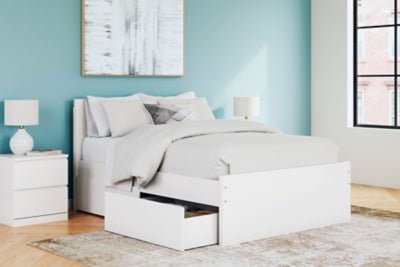 Onita Full Panel Platform Bed with 2 Side Storage - White Storage Bed modern furniture Contempo Furniture