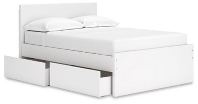 Onita Full Panel Platform Bed with 2 Side Storage - White Storage Bed modern furniture Contempo Furniture
