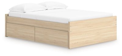 Onita Full Platform Bed with 1 Side Storage - Light Brown Storage Bed modern furniture Contempo Furniture