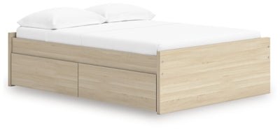 Onita Full Platform Bed with 2 Side Storage - Light Brown Storage Bed modern furniture Contempo Furniture
