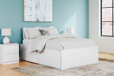 Onita Full Platform Bed with 2 Side Storage - White Storage Bed modern furniture Contempo Furniture