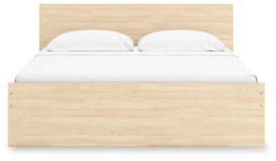 Onita King Panel Platform Bed with 1 Side Storage - Light Brown Storage Bed modern furniture Contempo Furniture