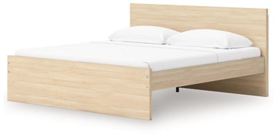 Onita King Panel Platform Bed with 1 Side Storage - Light Brown Storage Bed modern furniture Contempo Furniture