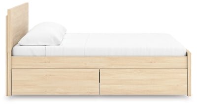 Onita King Panel Platform Bed with 1 Side Storage - Light Brown Storage Bed modern furniture Contempo Furniture