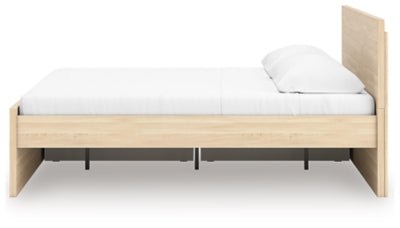 Onita King Panel Platform Bed with 1 Side Storage - Light Brown Storage Bed modern furniture Contempo Furniture